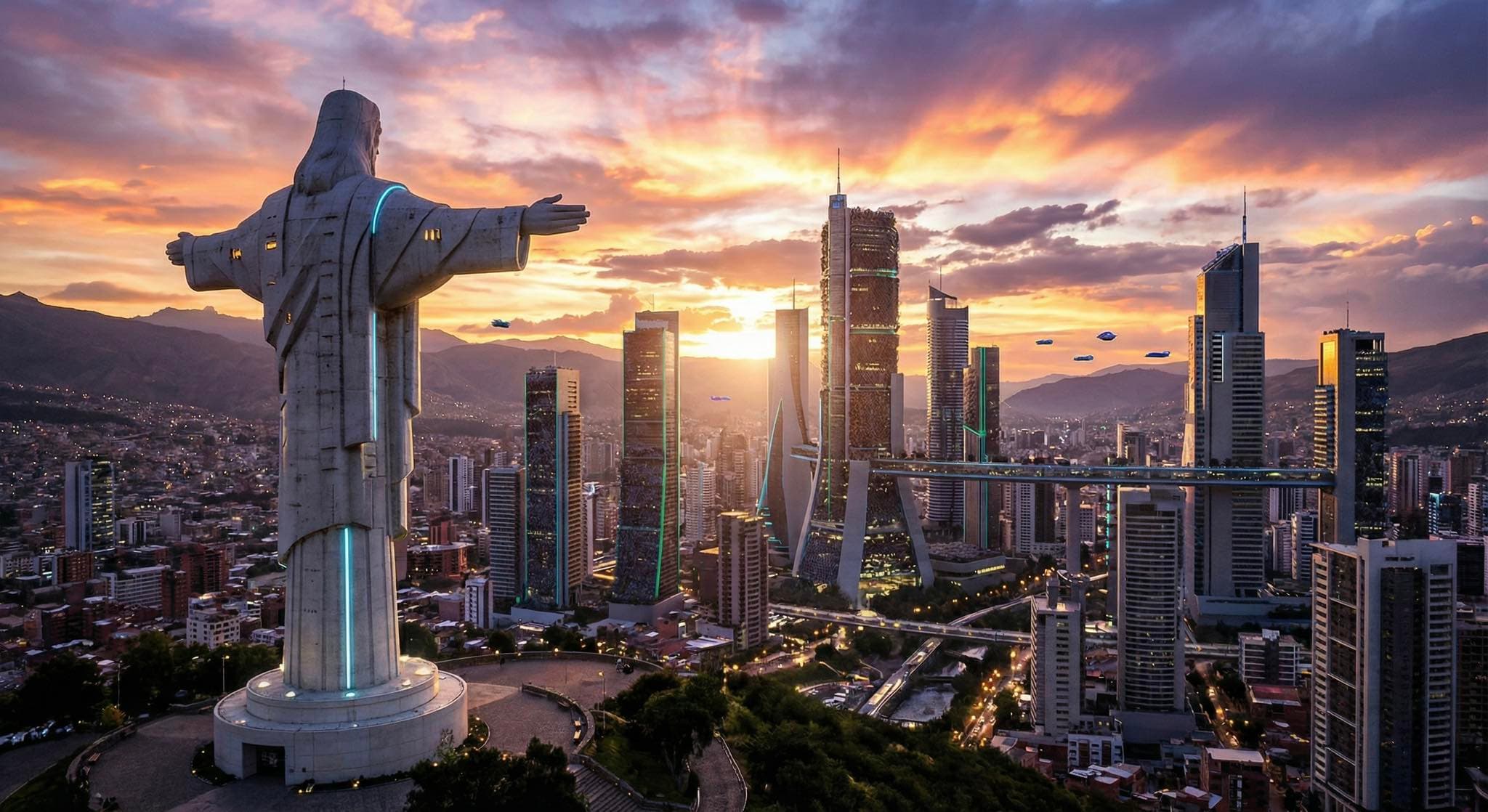Cristo de la Concordia y skyline de Cochabamba